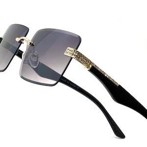 Rhinestone Rimless Sunglasses Women Fashion Shades Trendy  display picture 1