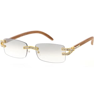 Rhinestone Sunglasses Rimless Buffs Brown Lens Fashion Shades Music Party Shades Hip Hop Street image 16