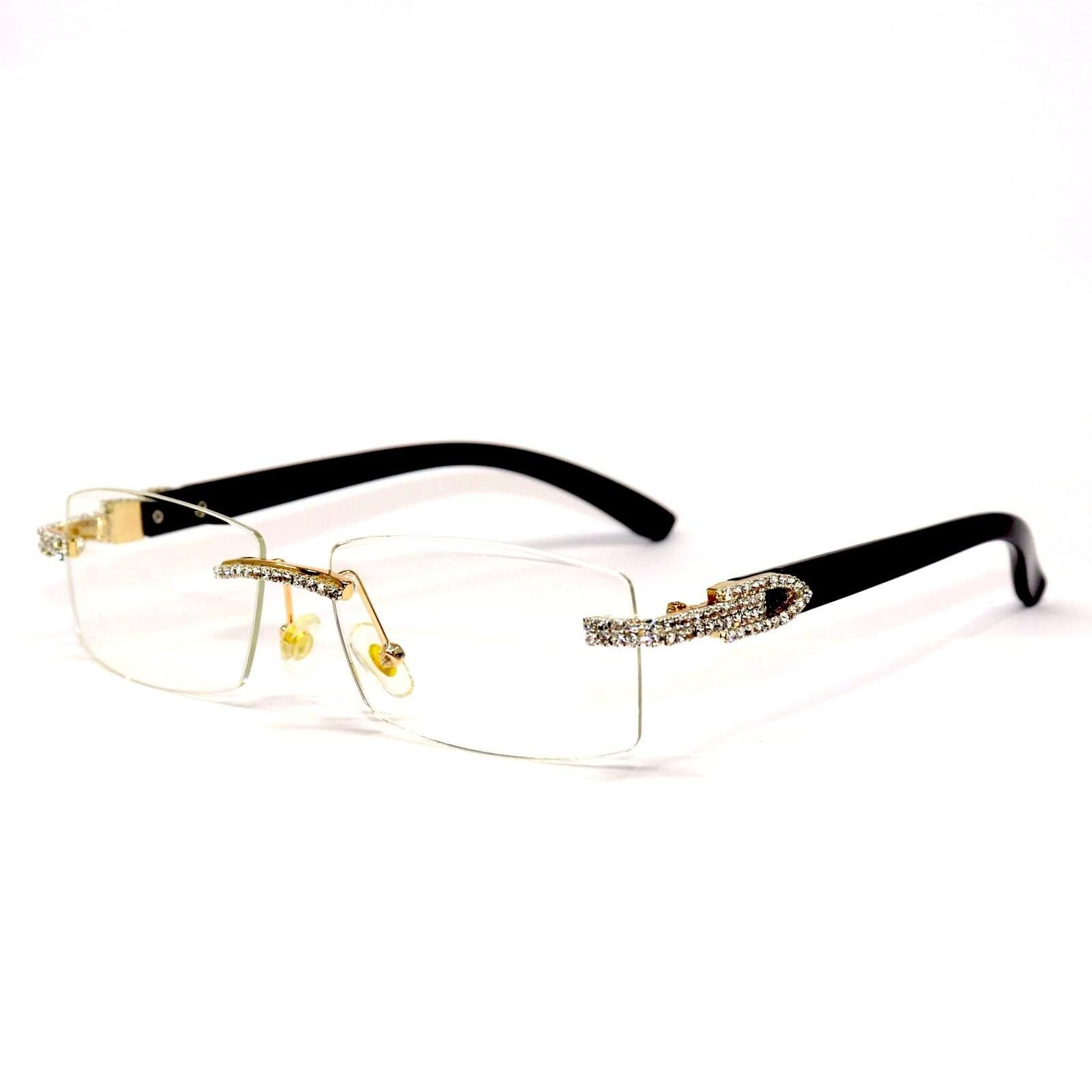 Rhinestone Rimless Sunglasses Men