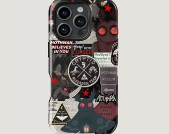Mothman-telefonskal: Mörk kryptidkollage, paranormal skräck