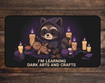 Dark Raccoon MTG Playmat Cute Witchy TCG Playmate MTG Accessories Playmate Magical Deskmat