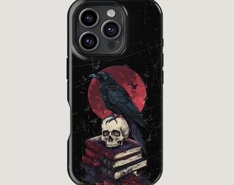 Telefoonhoesje met gotische raafschedel | Donker academisch schooldecor