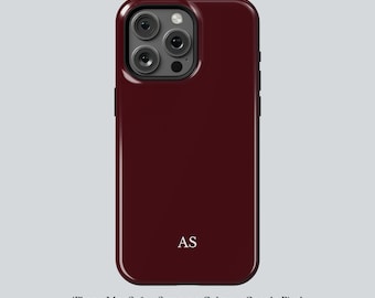 Dark Burgundy Phone Case Custom Monogram Initial Name - iPhone 17 16, Samsung, Pixel