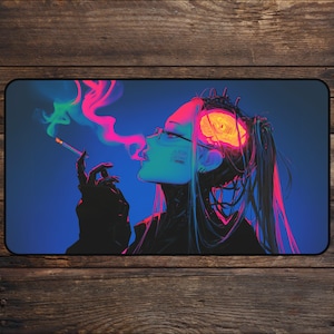 Neon TCG Playmat for MTG Fans Waifu Magic Anime Desk Mat Compatible with Magic Card Games Mousepad DnD Accessories MTG Playmats