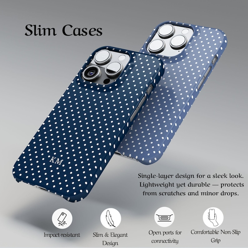Custom Color Polka Dot Phone Case Monogram Initials iPhone Case Retro Aesthetic Pixel & Samsung Models Personalized Name Magsafe Phone cased image 12