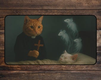 Exorcist Cat MTG Playmat Gothic Dark Humor TCG Playmate Meme mtg Accessories Deskmat & Mousepad