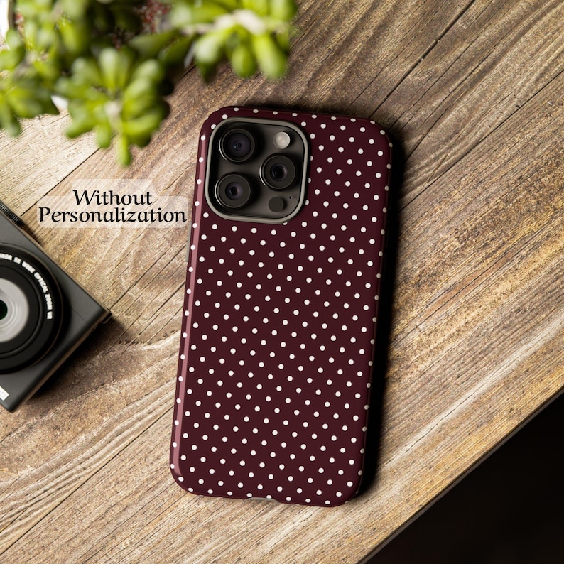 Custom Color Polka Dot Phone Case Monogram Initials iPhone Case Retro Aesthetic Pixel & Samsung Models Personalized Name Magsafe Phone cased image 8