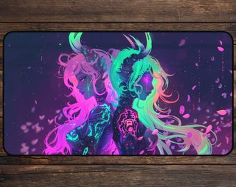 Neon Cyberpunk MTG Playmat: Waifu Anime Desk Mat