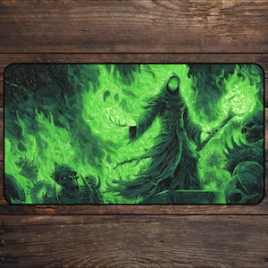 TCG Playmat for MTG Fans Dark Sorcerer Anime Desk Mat Magic Card Games Necromancer Custom Playmat Mousepad, DnD, mtg Accessories Playmats