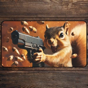 Tapete de juego de TCG de Squirrel Gun para fans de MTG, divertido tapete de escritorio de anime para juegos de cartas mágicas/tapete de juego personalizado, alfombrilla de ratón meme, DnD, accesorios de MTG.