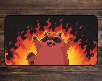 MTG Playmat Raccoon On Fire! Chaos TCG Playmat MTG Accessories Anime Desk Mat Custom Playmat Mousepad DnD mtg Token Playmate, FaB