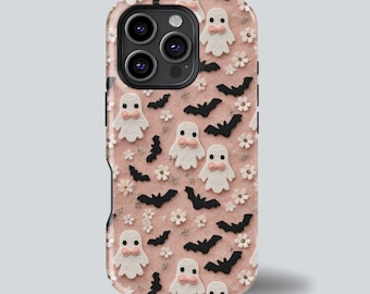 Crochet Ghost Phone Case, Granny Square Halloween Design