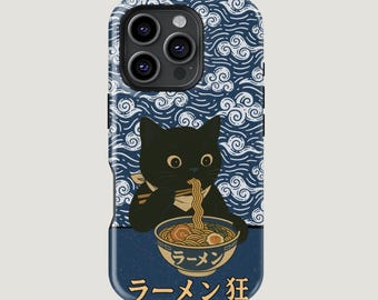 Cat Ramen Phone Case: Anime Japanese Foodie Gift
