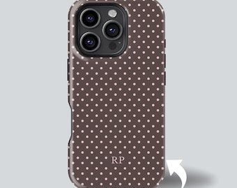 Gepersonaliseerde stoere telefoonhoes met stippen • Trendy hoes met monogram • iPhone, Samsung, Pixel