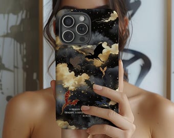 Personalized Bookish Dragon Phone Case, Night Sky Stars Moon Fantasy