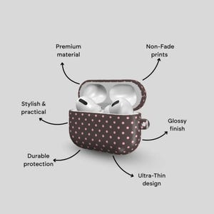 Custom Polka Dot AirPod Case – Personalized Brown AirPods Pro 2 & AirPod 4 Case Cover, Cute Protective Gift imagen 6
