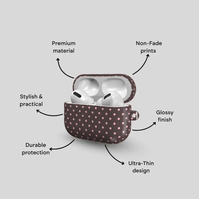 Custom Polka Dot AirPod Case – Personalized Brown AirPods Pro 2 & AirPod 4 Case Cover, Cute Protective Gift imagen 6
