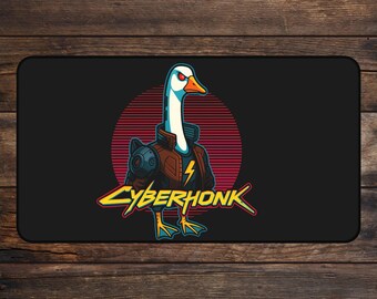 Cyberhonk Goose MTG Playmat: Funny Cyberpunk Desk Mat