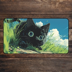 Black Cat MTG Playmat: Anime TCG Desk Mat for Trading Card Games