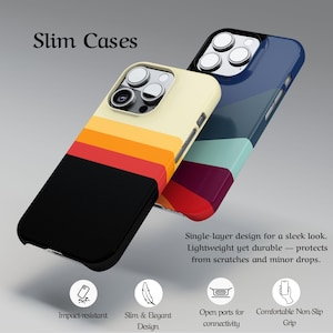 Retro Stripes Phone Case 70s Style Tough Cover Vintage Aesthetic for iPhone 17 16 Pro Max MagSafe & Samsung S25, S24, Pixel 9, 8 image 10
