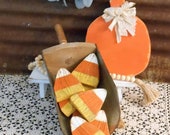 Wood Candy Corn Bowl Fillers, Rustic Candy Corn, Farmhouse Fall Decor, Rustic Fall Decor, Fall Porch Decor, Candy Corn Single or Set