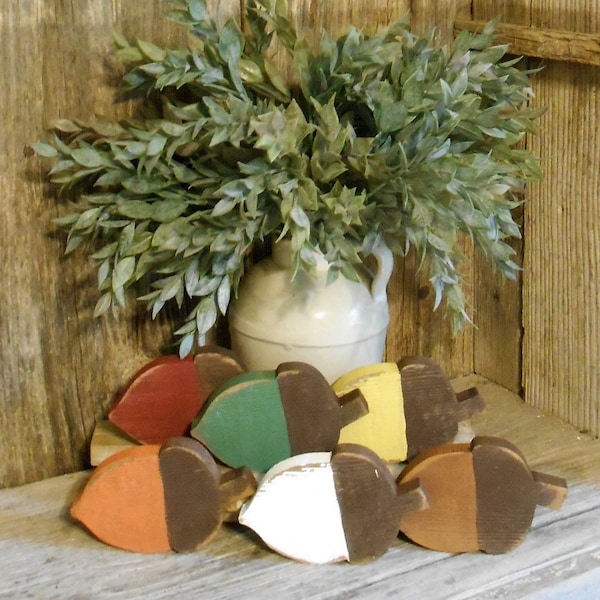 Small Wood Acorn Fall Decor, Fall Bowl Filler or Tiered Tray Decor, Harvest Decor, Thanksgiving Decor, Sold Individually or in Sets