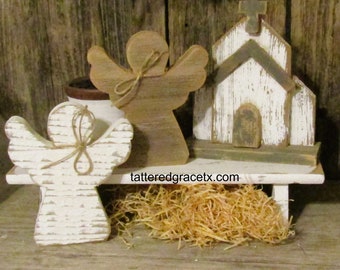 Rustic Wood Angel, Christmas Decorations, Tiered Tray Decor, Religious Decor, Religious Gift, Easter Angel, Sold Individually,  A200
