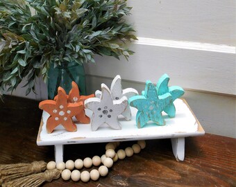 Small Wood Starfish , Spring Summer Tiered Tray Decor, Wooden Starfish, Beach Decor,  Nautical Decor, Sold Individually or in Sets, S112
