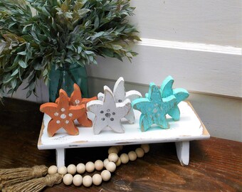 Small Wood Starfish , Spring Summer Tiered Tray Decor, Wooden Starfish, Beach Decor, Beach Tray Decor