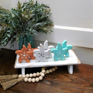 Small Wood Starfish , Spring Summer Tiered Tray Decor, Wooden Starfish, Beach Decor,  Nautical Decor, Sold Individually or in Sets, S112