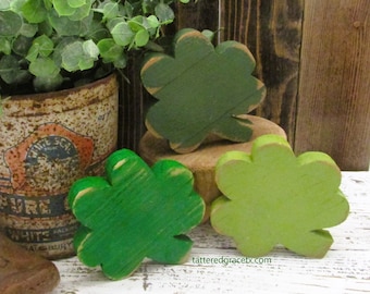 Small Wood Shamrock,  St. Patrick's Day, Shamrock Decor, Tiered Tray Shamrock, Rustic Shamrock, Clover, Irish Gift, S201