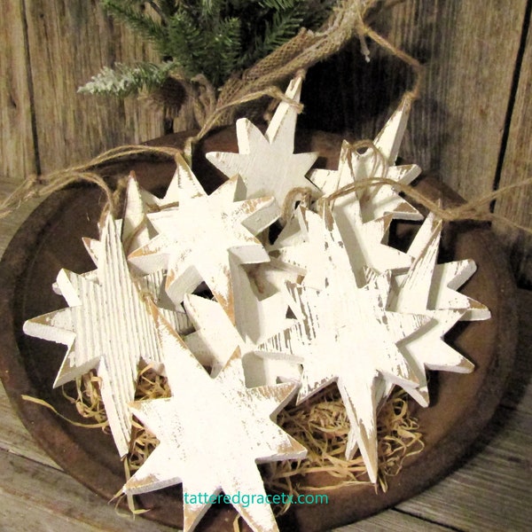 5 1/4 Inch Rustic Wood Bethlehem Star Ornaments, Reclaimed Wood Christmas Star, Christmas Decorations, Holiday Decor,  Single (1) or Set