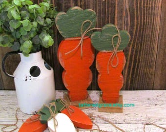Rustic Standing Wood Carrots,  Rustic Easter Decor, Wood Carrots, Easter Decor, Easter Tiered Tray, Easter Table Top Sold Individually, C200