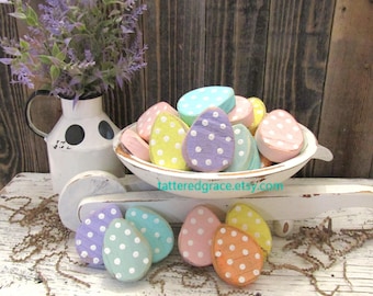 Mini Polka Dot Easter Egg, Spring Wood Decor, Pastel Easter Egg, Easter Basket Filler, Wood Easter Decor, Primitive Easter Cutout, E102