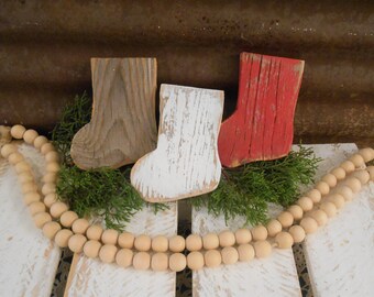 Wood Christmas Stocking Bowl Fillers, Rustic Christmas Stocking, Christmas Decorations, Rustic Holiday Decor,  Single (1) or Set
