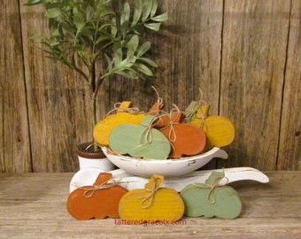 Handmade Mini Wood Pumpkin Bowl Filler or Tiered Tray Decor, Reclaimed Wood Fall Decorations, Sold Individually or in sets