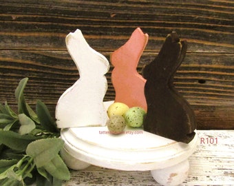 Rustic Wooden Rabbit, Bowl Fillers, Chocolate Bunny,  Easter Decor, Spring, Tiered Tray Decor, Easter Bunny,  Single (1) or Set, R101