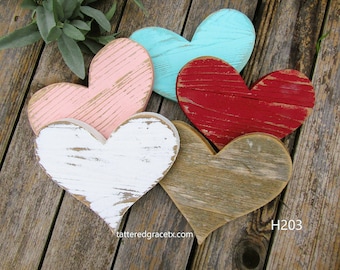 6" Wood Heart, Valentine Heart, Valentine's Day Decor, Tiered Tray Heart,  Pallet Heart, H203