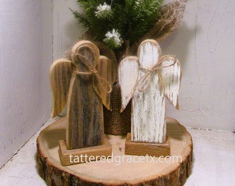 5  1/2 Inch Primitive Angel on a stand, Wood Angel,  Rustic Handmade Christmas Decor, Handmade Christmas Gift, Sold Individually, A103