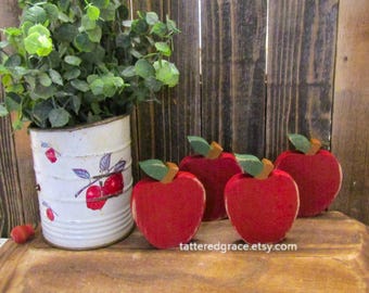 Rustic Wood Apple, Apple Decor, Apple Bowl Filler, Apple Tiered Tray Decor, Summer Tray Decor, Spring Decor, Wood Fruit Decor A105
