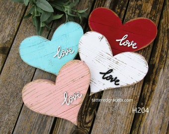 Rustic Wood Heart Shelf Sitter,  Wood Wall Heart, Heart Home Decor, Tiered Tray Heart, Valentine's Day Decorations, Valentines Gift  H204