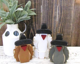 5 inch Pilgrim Turkey, wood turkey, fall tray decor, rustic turkey, shelf sitter, handmade fall decor, fall home decor, sold individually