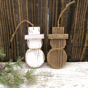 Rustic Snowman Ornament, Primitive Snowman,  Christmas Ornaments, Holiday Decorations, Sold Individually or in Sets