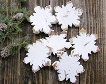 Small Wood Snowflake,  Winter Tray Decor, Winter Decor, Christmas Decorations, Holiday Decor, Sold individually or in sets