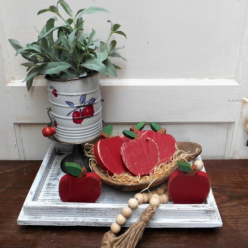 Rustic Wood Apple Apple Decor Wood Apple Apple Bowl Filler Etsy
