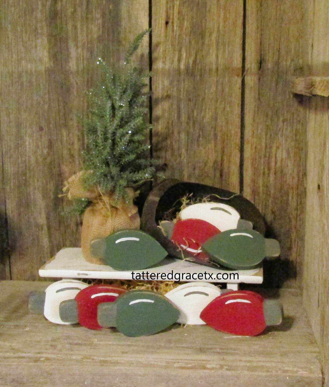 Small Wood Lightbulb Tray Decor Christmas Decor Merry and Etsy