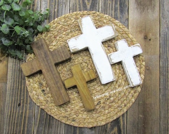 Wooden Cross, Religious Easter Decor, Baptism Gift, Cross Decor, Easter Gift, Confirmation Gift, Small Cross, Rustic Cross  2 Sizes, C205
