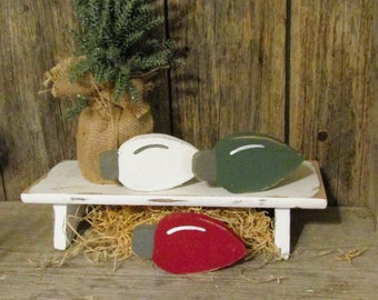 Wood Christmas Lightbulb, Bowl Filler, Christmas Tiered Tray Decor, Christmas Decorations, Holiday Decor,  Sold Individually or in Sets