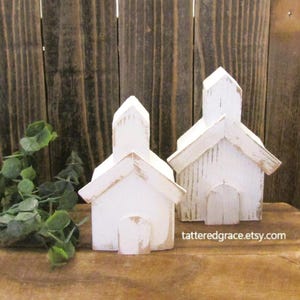 Chunky Wooden Church: Rustic Religious Decor Shelf Sitter
