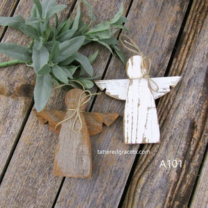Rustic Wood Angel Ornament: Handmade Reclaimed Wood Christmas Decor